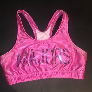 Sparkly pink “Majors” sports bra